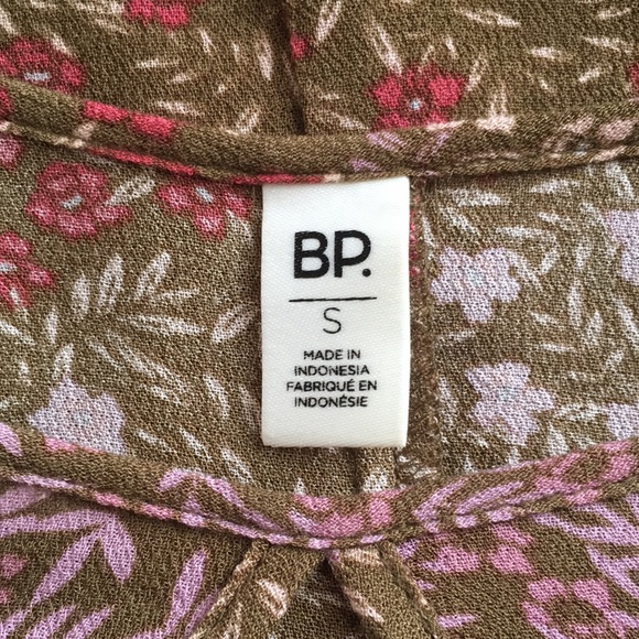 BP Nordstrom cold shoulder top green floral rayon - Picture 8 of 8